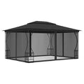 Steel Frame Gazebo with Nets 9.8x13.1ft Anthracite Outdoor Canopy Tent T248629