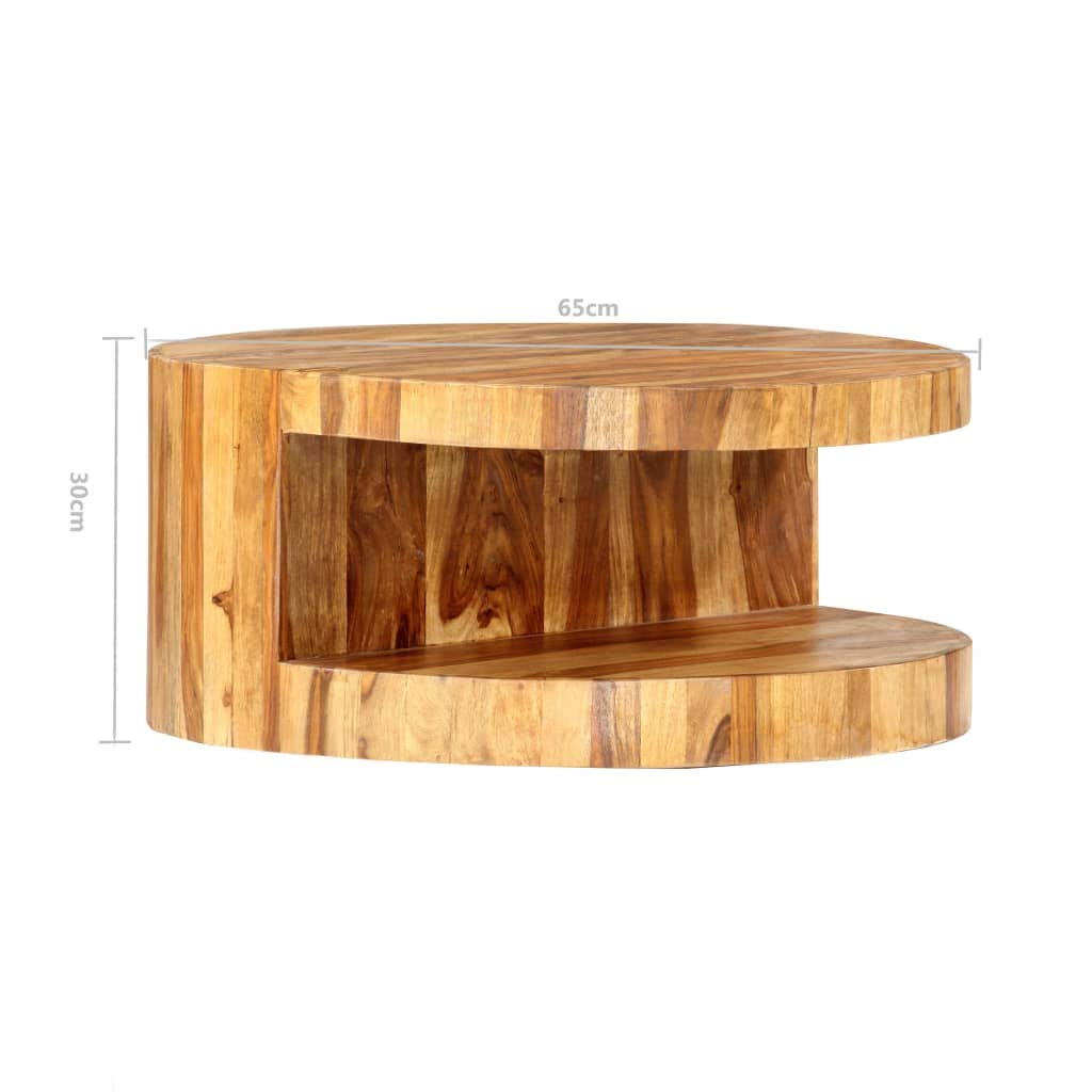 Sheesham Wood Round Coffee Table with Built-in Shelf R361037