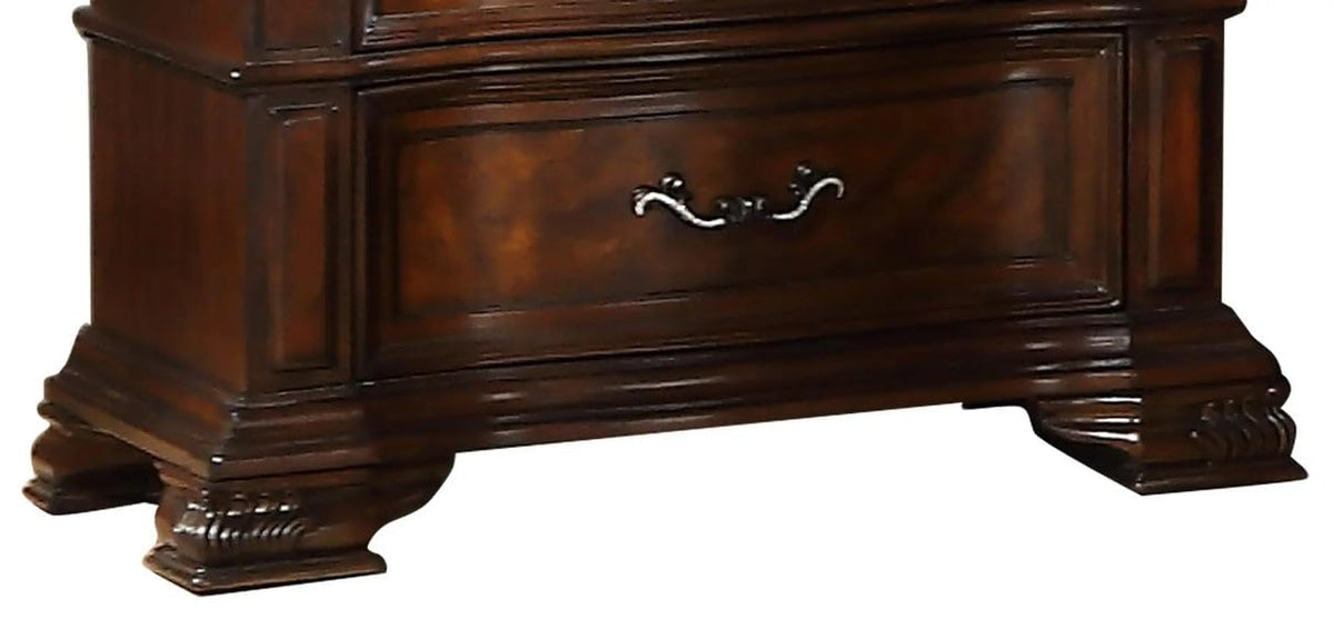 Cherry Wooden 3 Drawer Nightstand with Marble Top H718