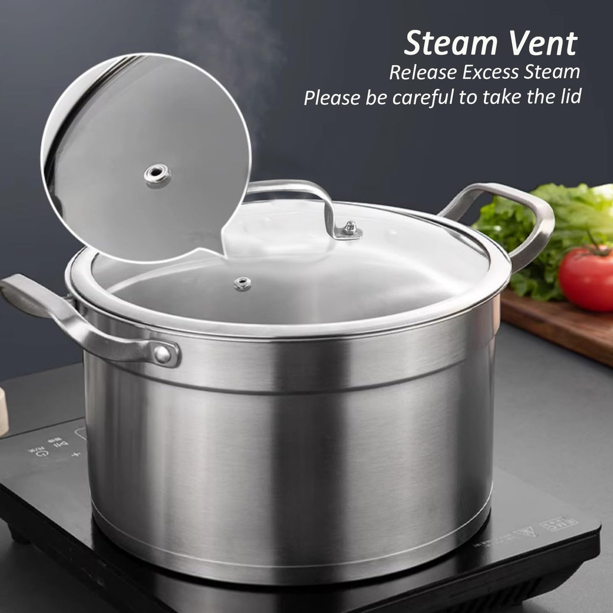 Clear Glass Lids with Steam Vent O37445