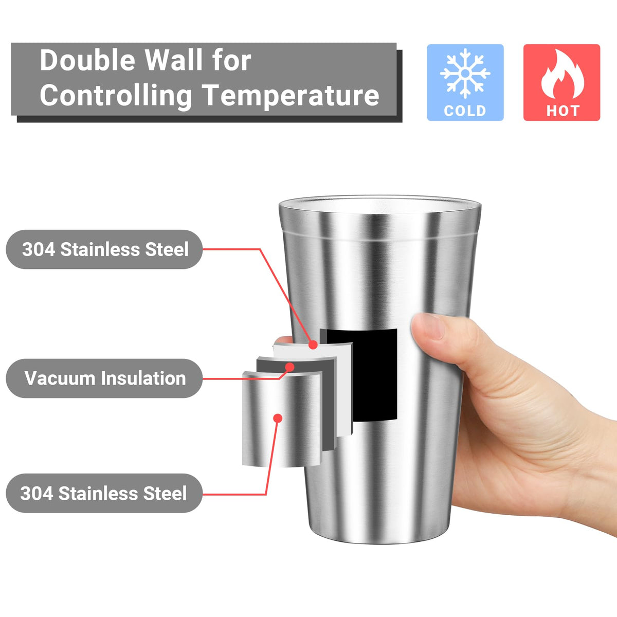 16 oz Stainless Steel Insulated Tumbler 8 Pack L754573