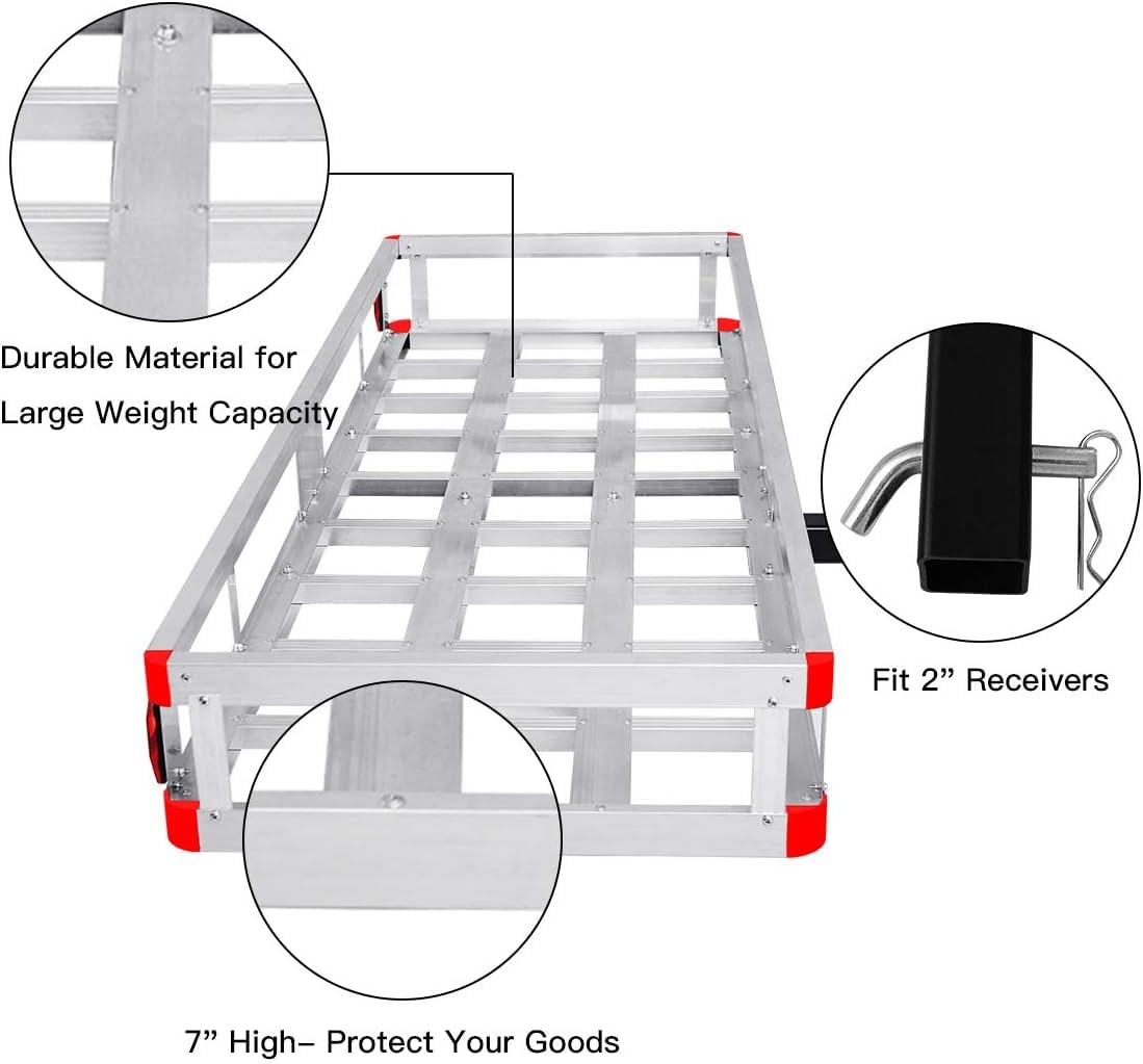 500lb Capacity Aluminum Hitch Cargo Carrier with Ramp Z649