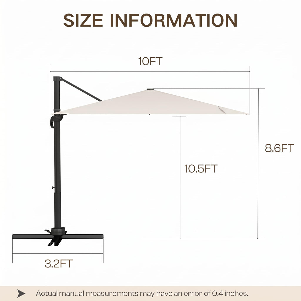 11ft Offset Cantilever Patio Umbrella with Solar Lights Z7896