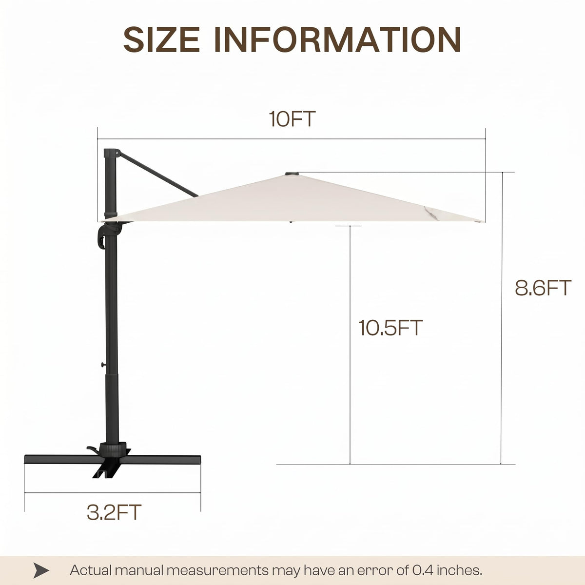 11ft Offset Cantilever Patio Umbrella with Solar Lights Z7896