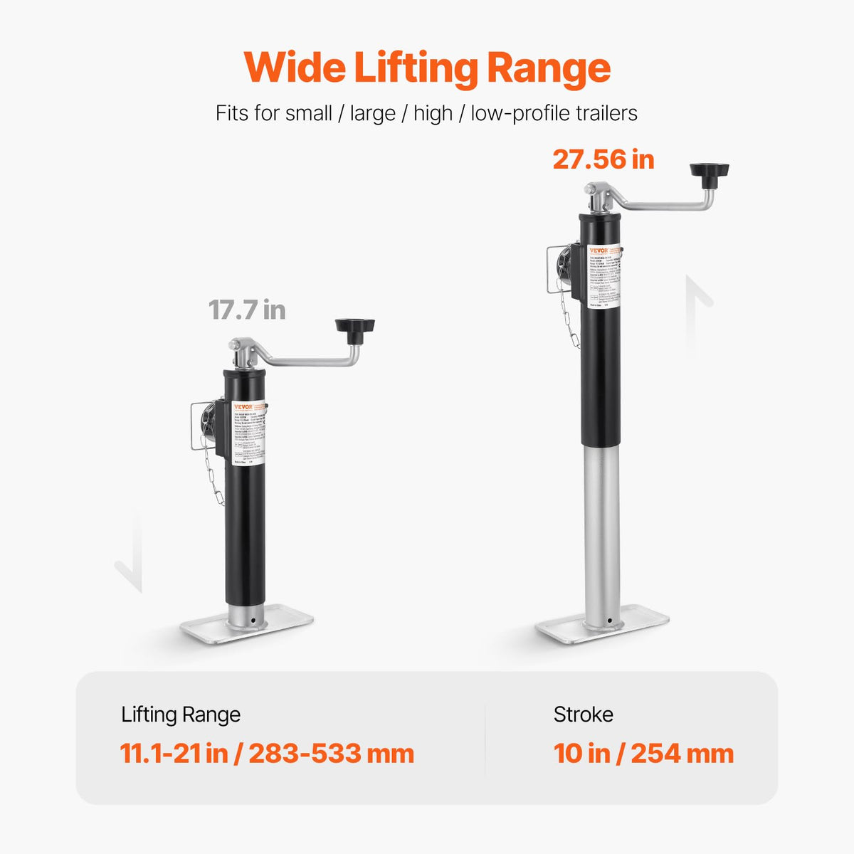 2000 lbs Weld-on Swivel Trailer Jack with Handle H65980