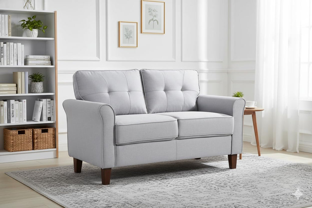 Light Gray Tufted Upholstered Loveseat Sofa H152