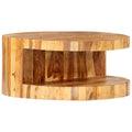 Sheesham Wood Round Coffee Table with Built-in Shelf R361037