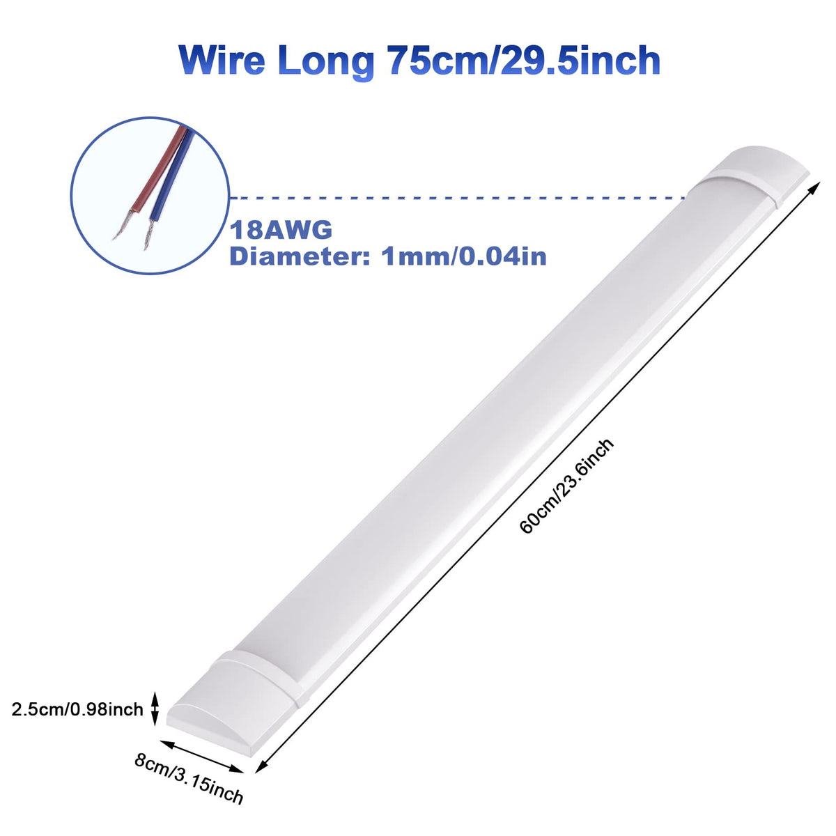 20W 2ft LED Tube Light 1500lm 3000K Neutral White A7644