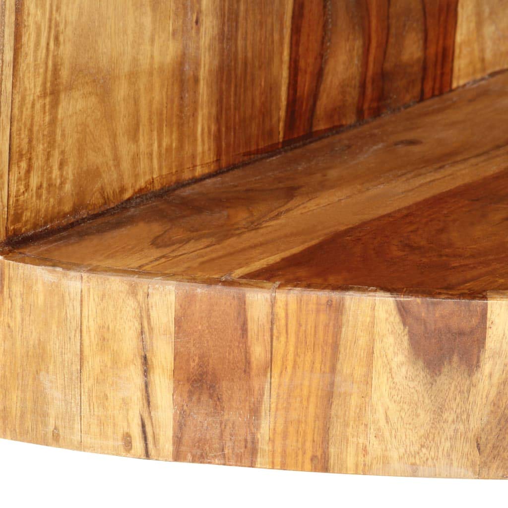 Sheesham Wood Round Coffee Table with Built-in Shelf R361037