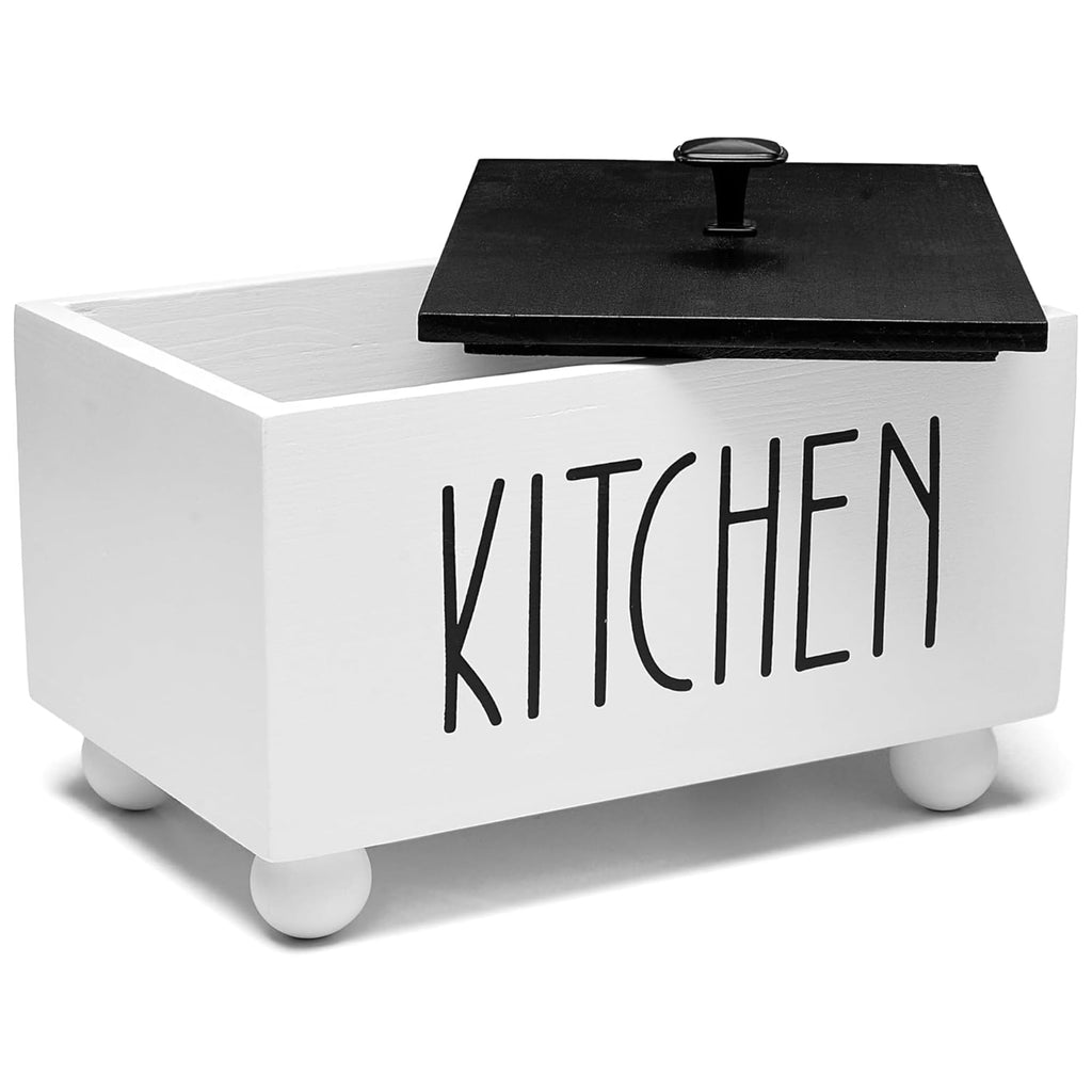 Solid Wood Kitchen Storage Bin with Lid X59964