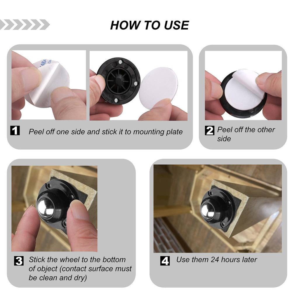 1 Inch Self Adhesive Caster Wheels, 8 Pack Z754715