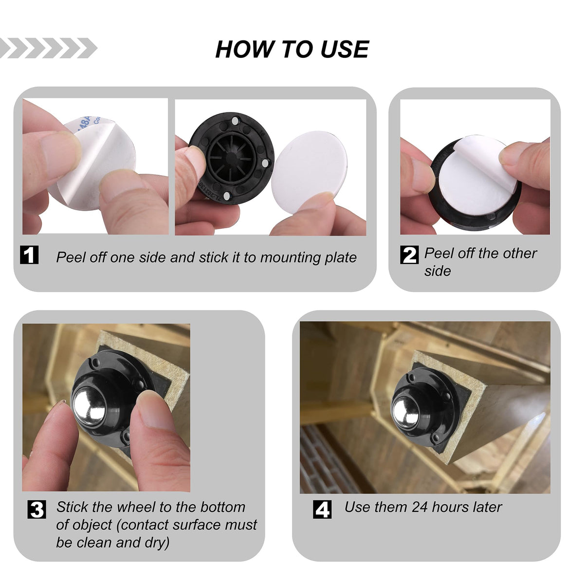 1 Inch Self Adhesive Caster Wheels, 8 Pack Z754715