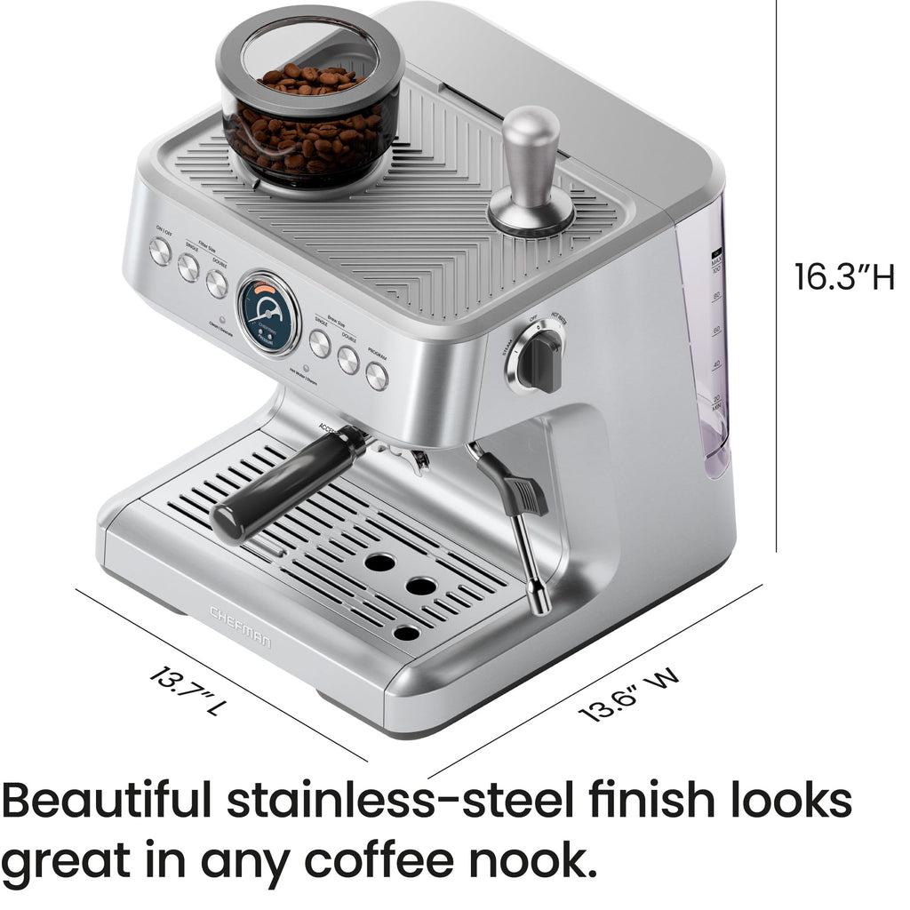 15 Bar Espresso Machine with Milk Frother and Coffee Grinder X864