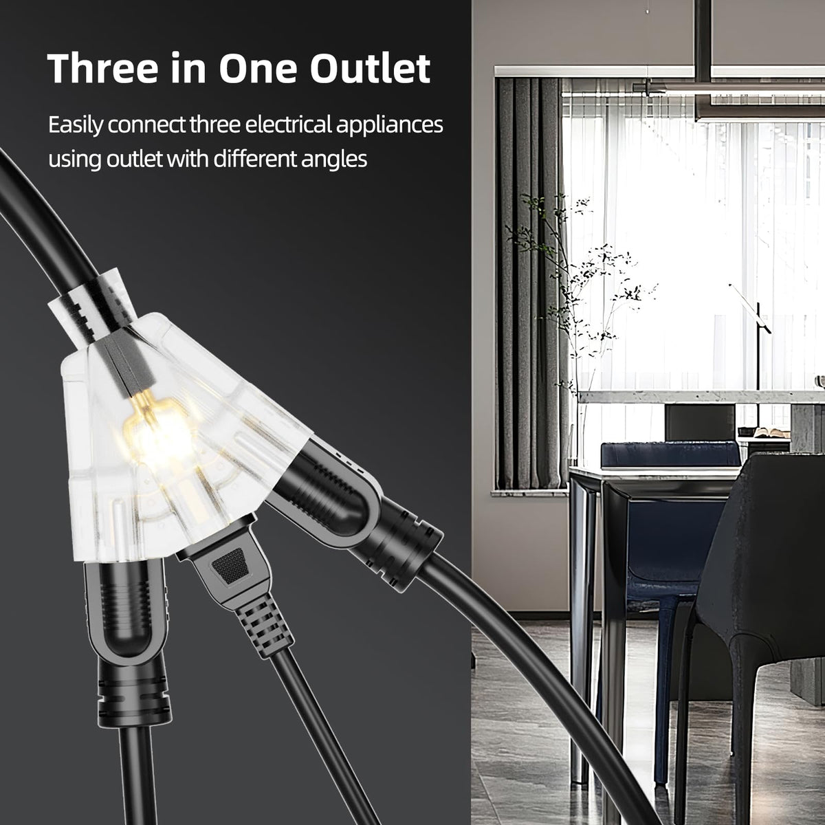100 FT 12 Gauge Black Extension Cord with 3 Outlet Q659