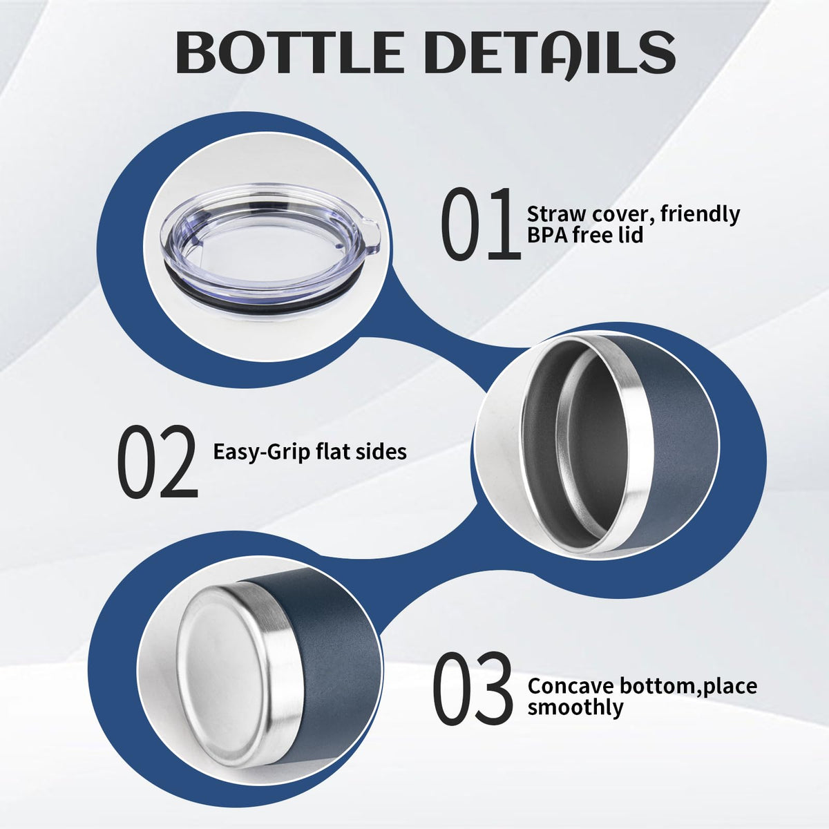 20oz Stainless Steel Travel Coffee Tumbler Navy Blue J242