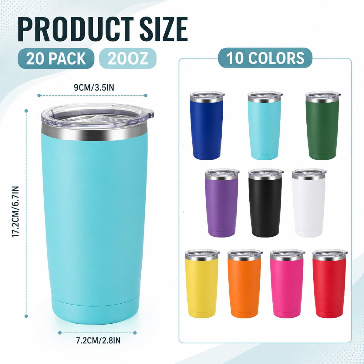 20 Pack 20oz Stainless Steel Insulated Tumbler M93864