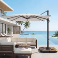 11ft Offset Cantilever Patio Umbrella with Solar Lights Z7896