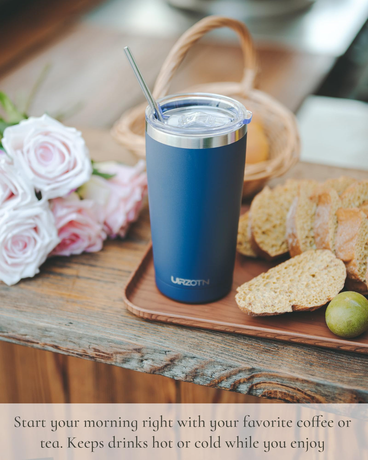 20oz Stainless Steel Insulated Travel Coffee Tumbler with Straw E865099