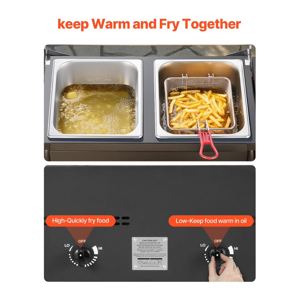 16 Qt Stainless Steel Double Burner Propane Fryer Z246