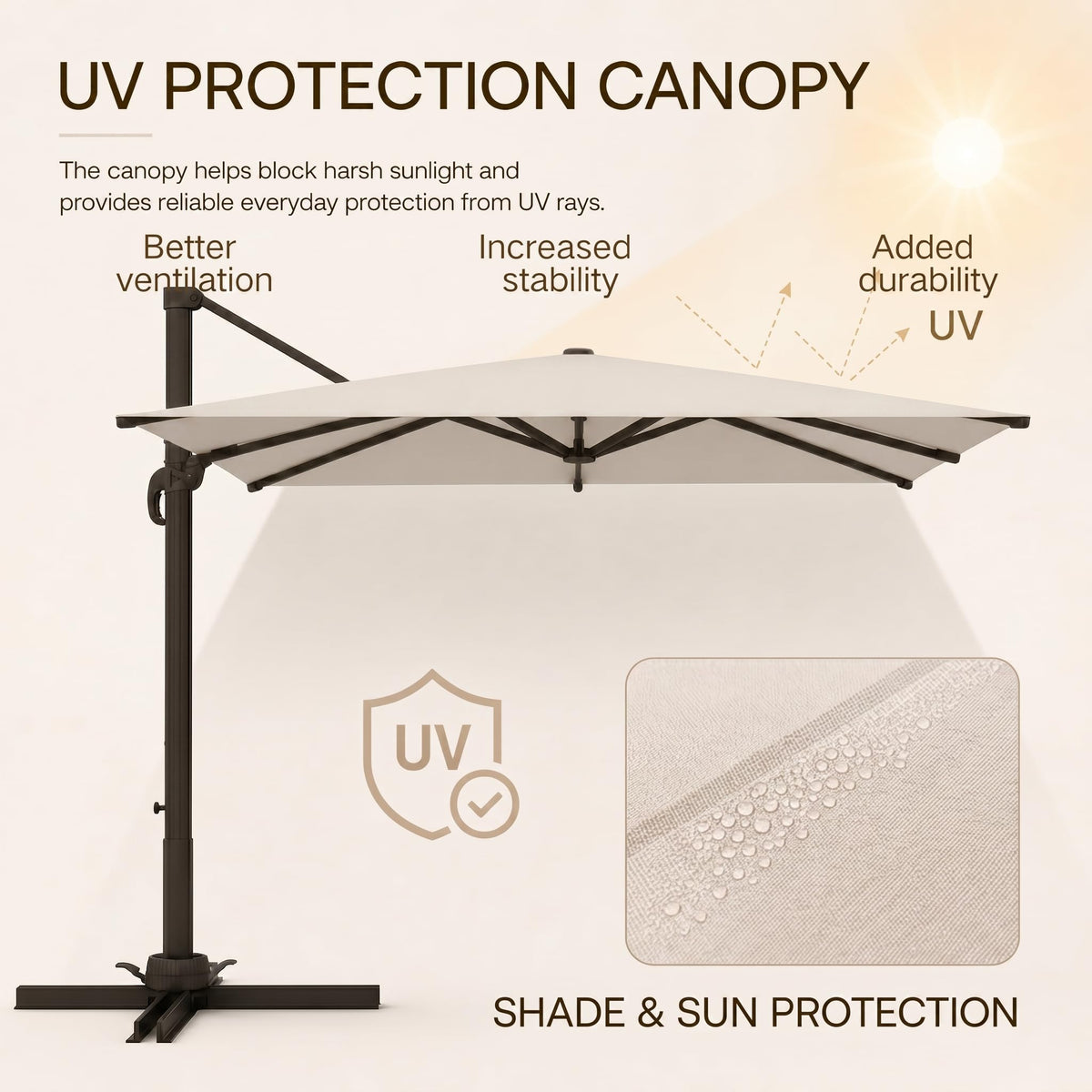11ft Offset Cantilever Patio Umbrella with Solar Lights Z7896