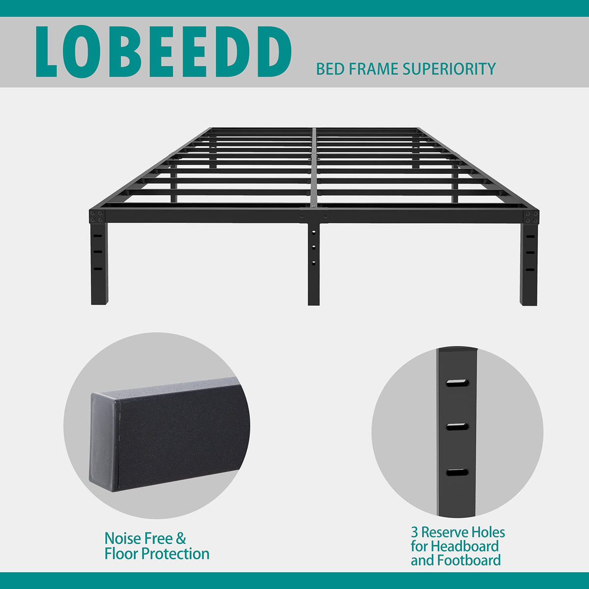 18 Inch Queen Metal Platform Bed Frame Heavy Duty Black P722274