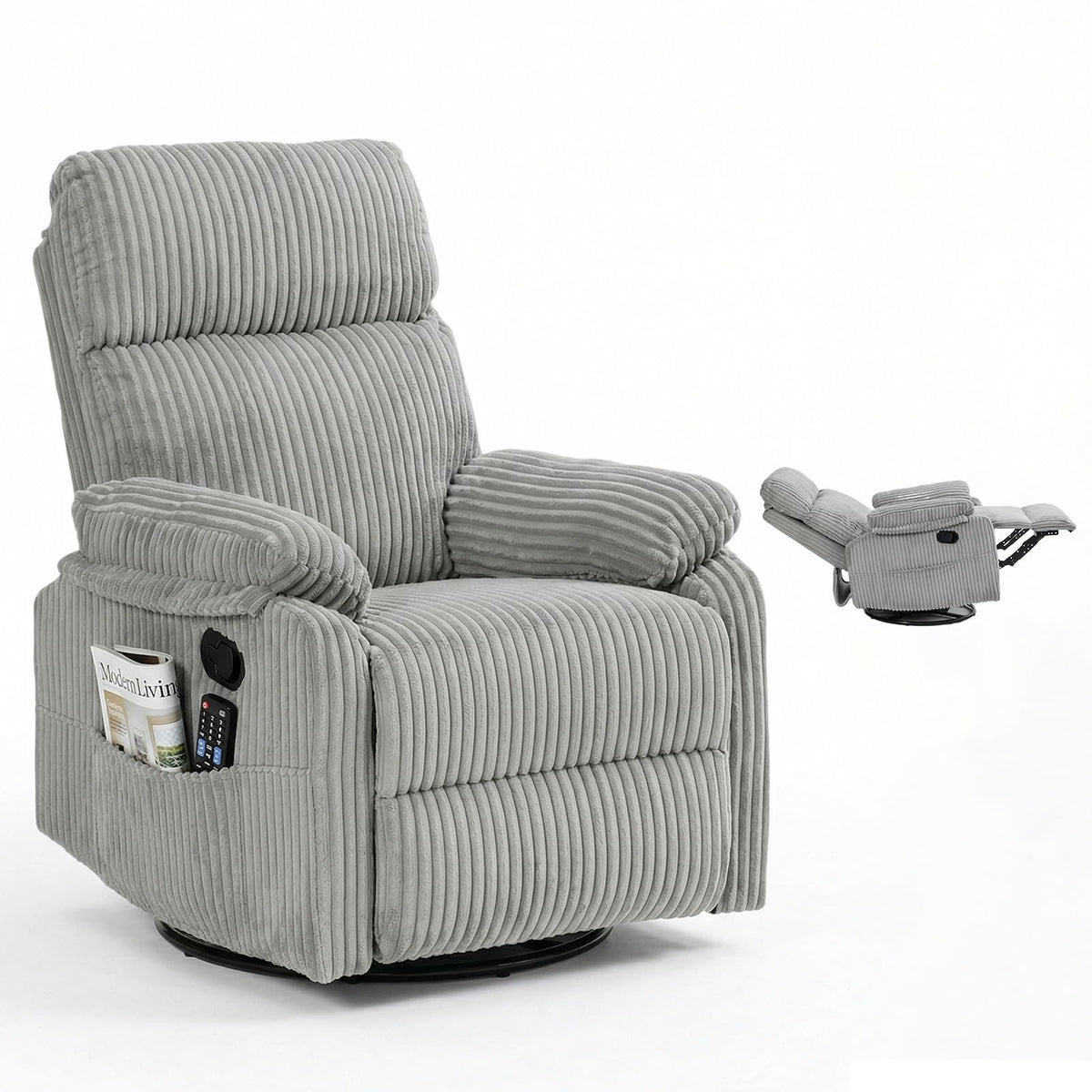 360° Swivel Rocking Corduroy Recliner D714091