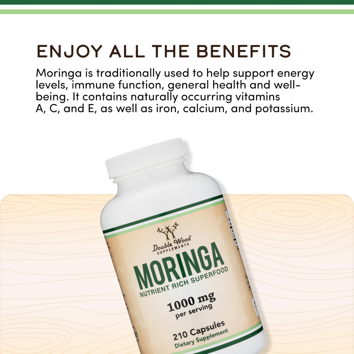 Organic Moringa Leaf 1,000mg 210 Capsules W27089