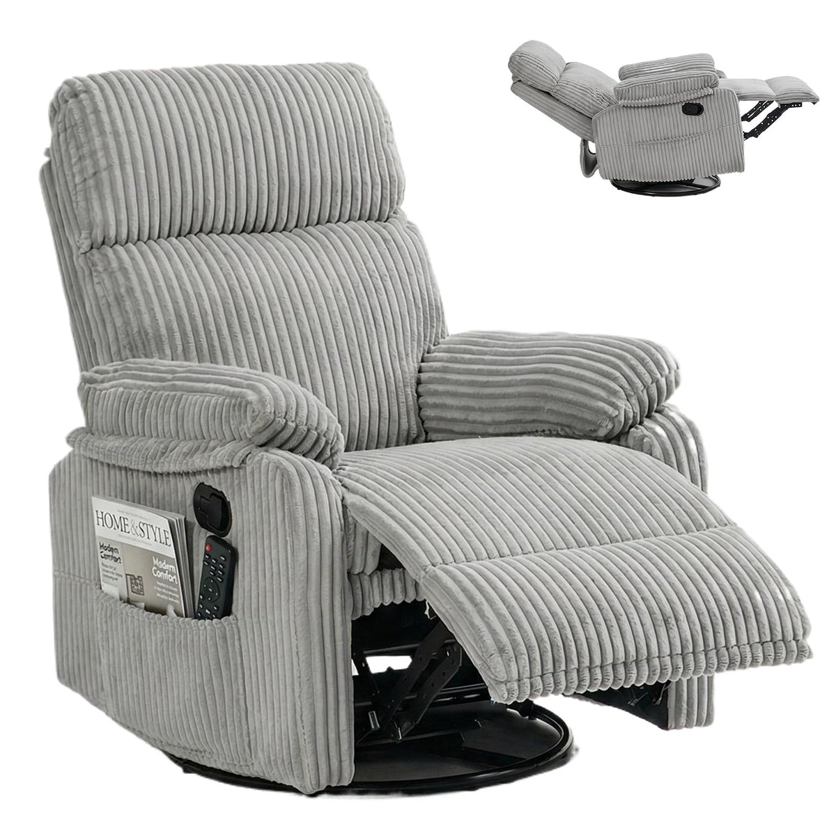 360° Swivel Rocking Corduroy Recliner D714091