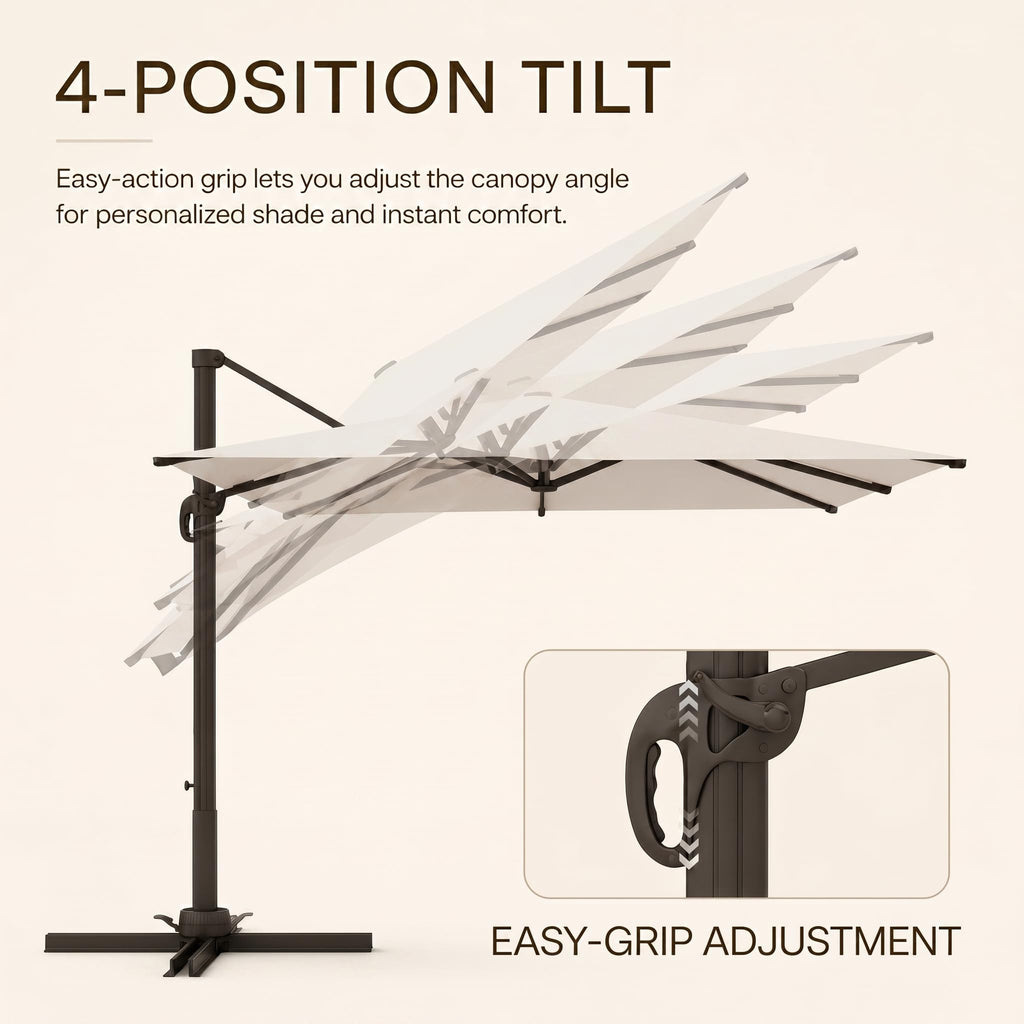 11ft Offset Cantilever Patio Umbrella with Solar Lights Z7896