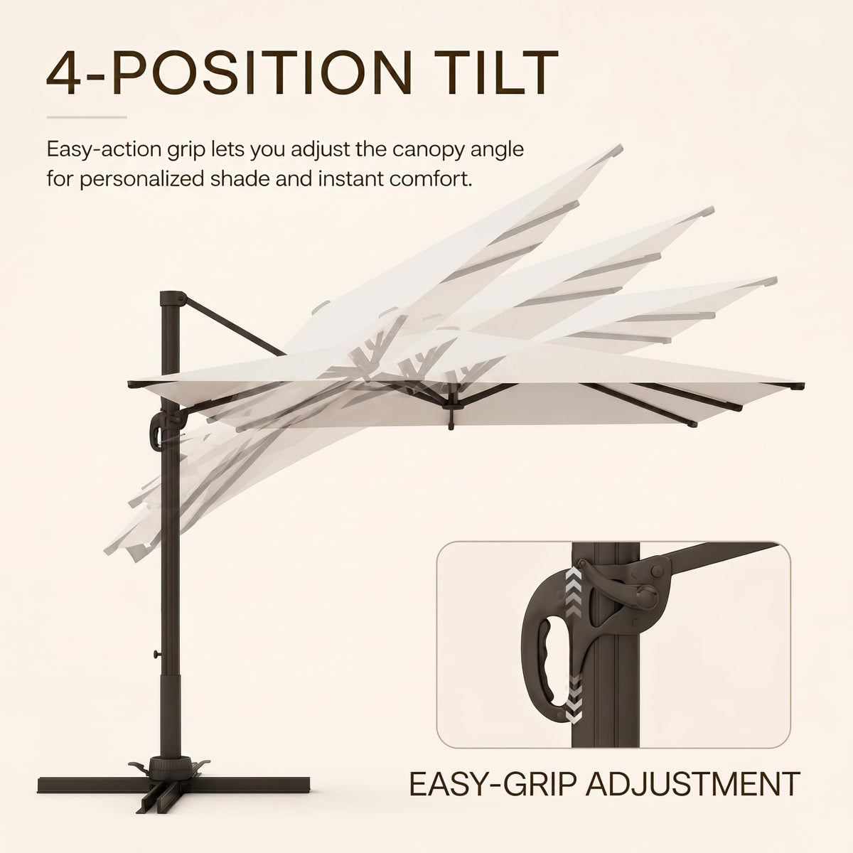 11ft Offset Cantilever Patio Umbrella with Solar Lights Z7896