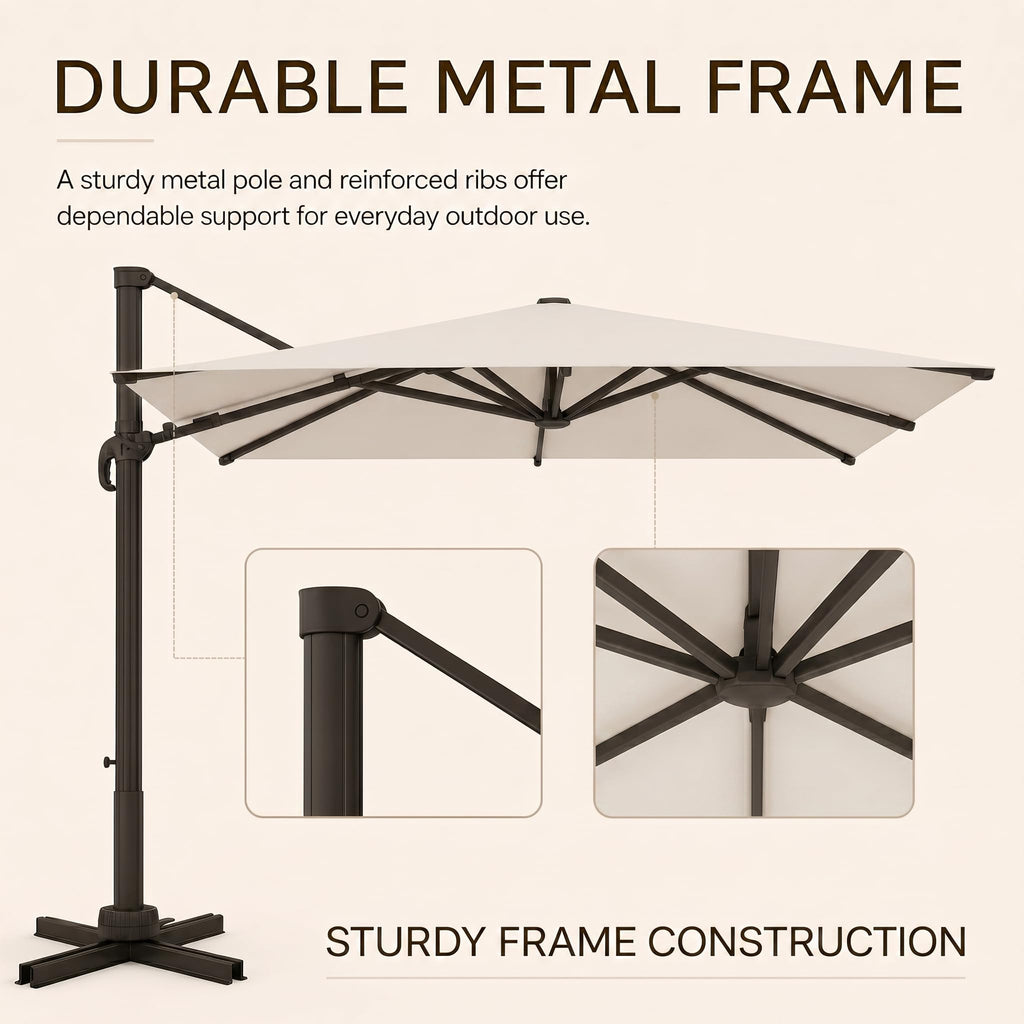 11ft Offset Cantilever Patio Umbrella with Solar Lights Z7896