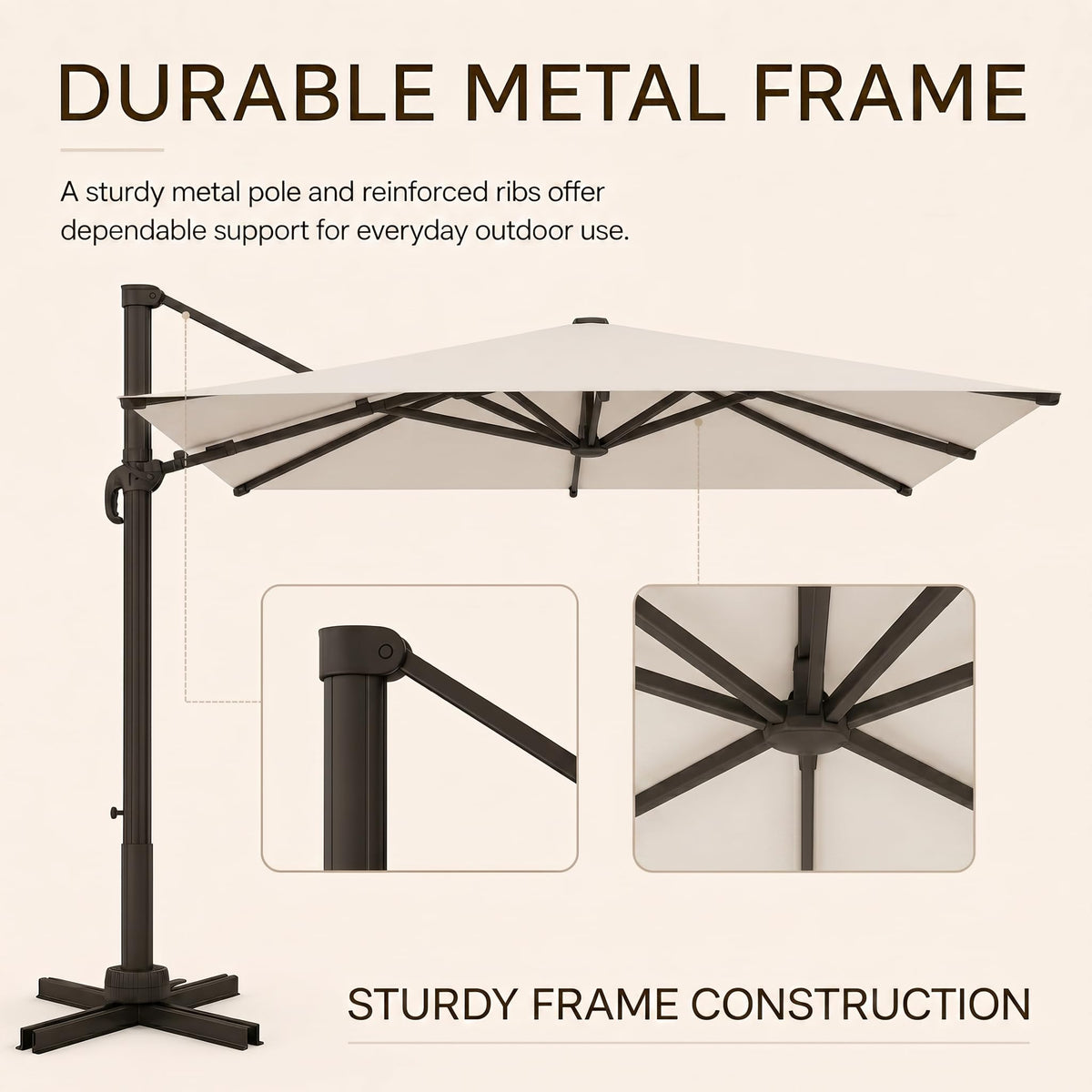 11ft Offset Cantilever Patio Umbrella with Solar Lights Z7896