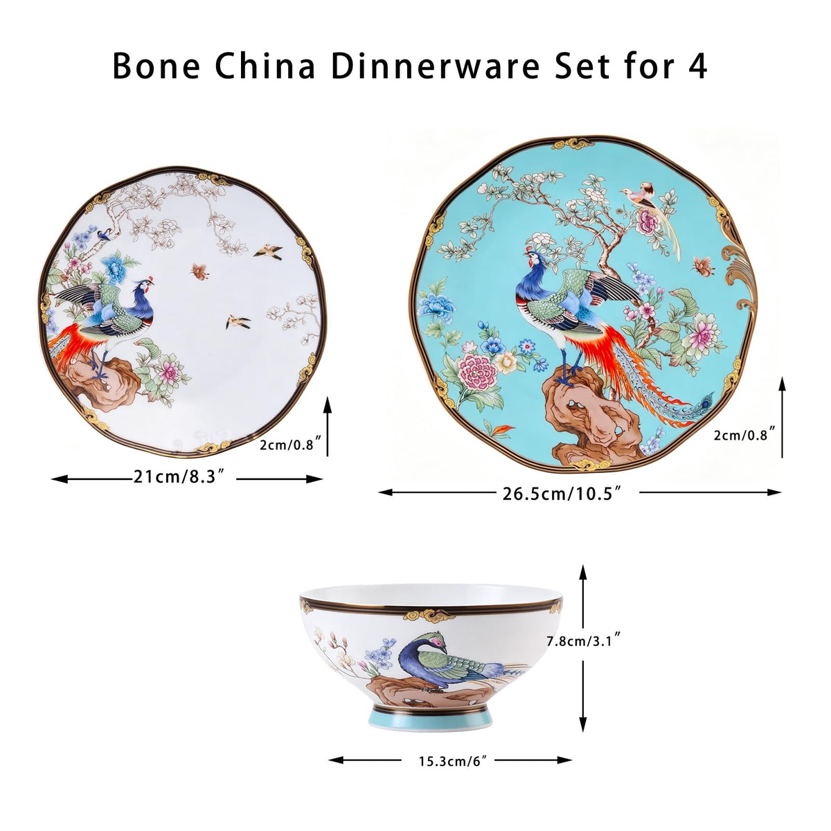 12-Piece Bone China Dinnerware Set for 4 H894757