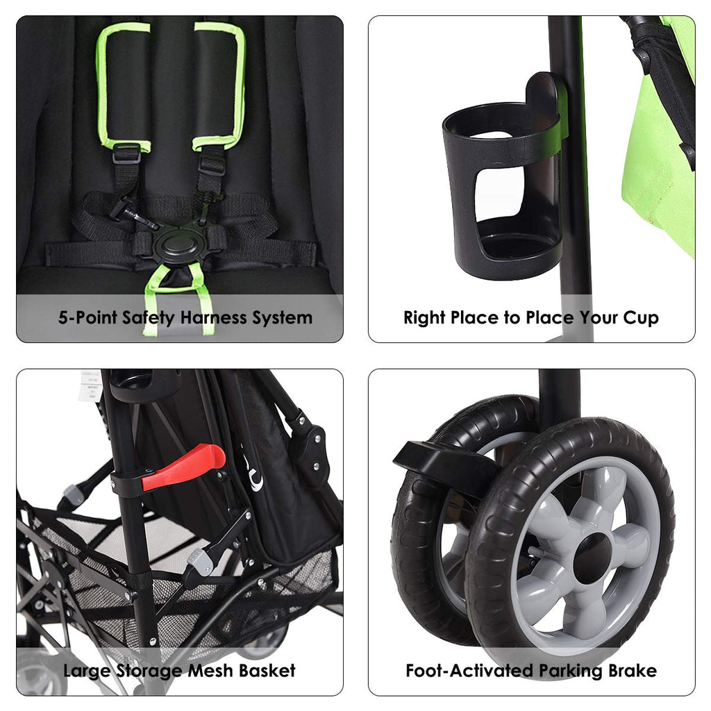 Lightweight Compact Travel Stroller Green C273598