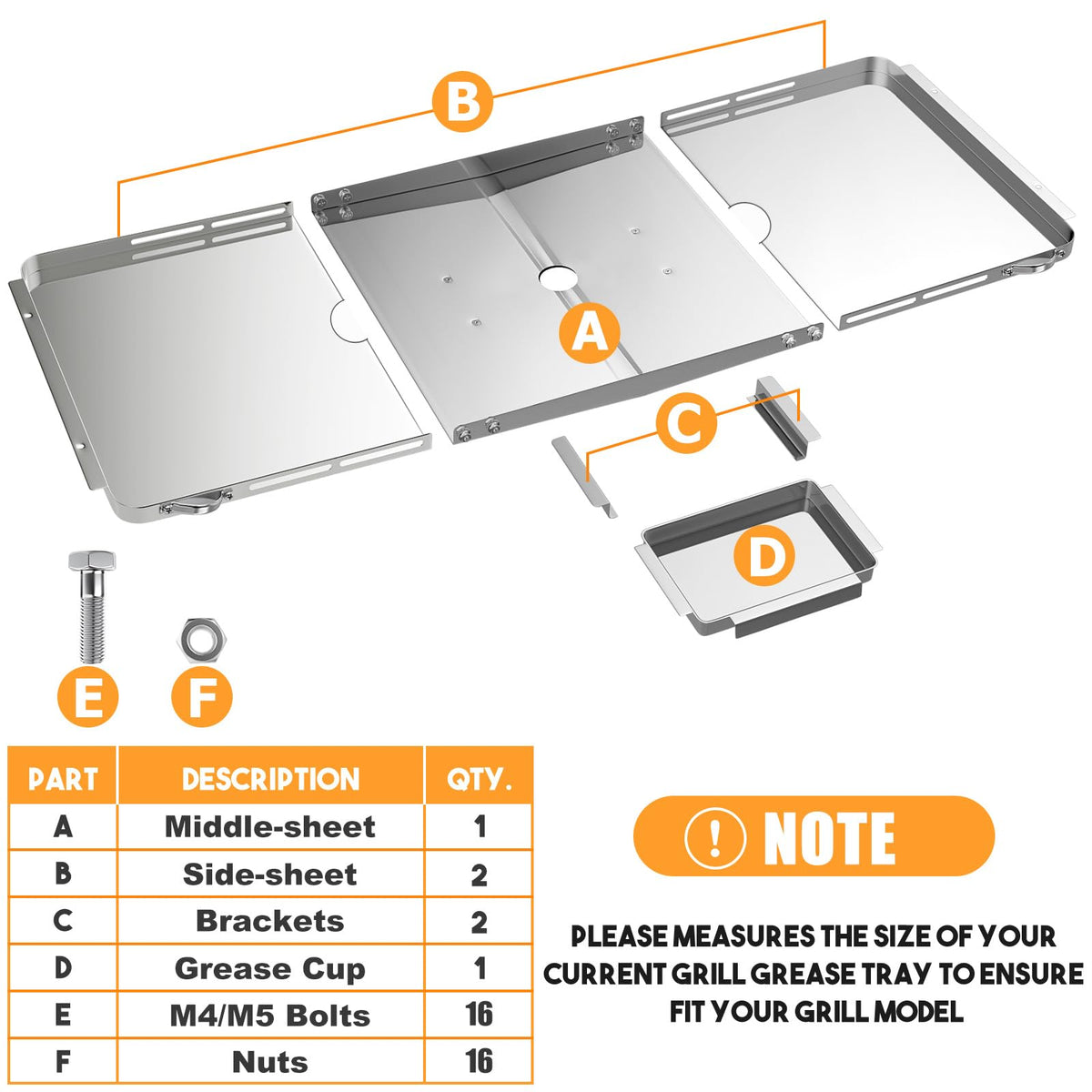 Grease Tray with Catch Pan (25-34 inch) Q7615