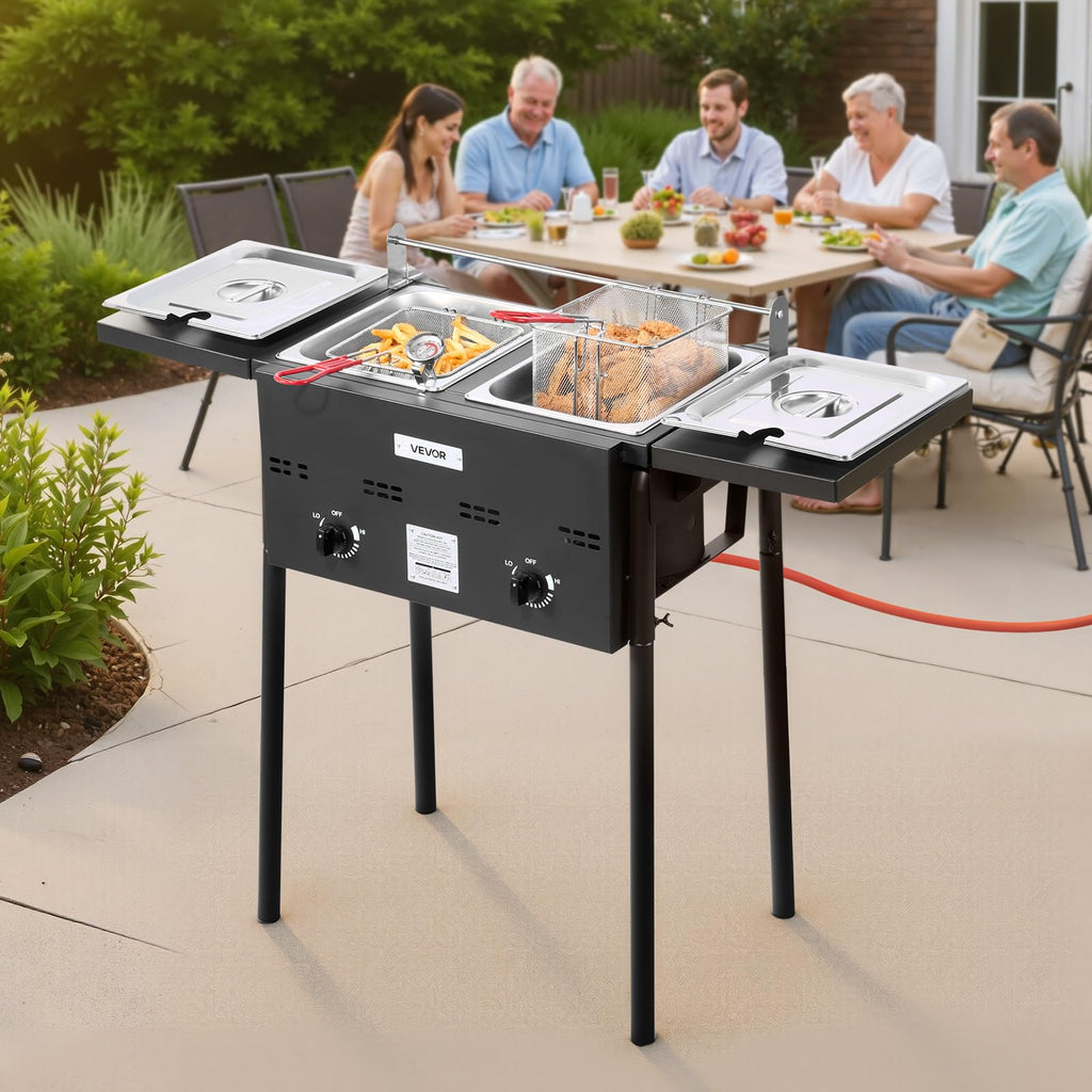 16 Qt Stainless Steel Double Burner Propane Fryer Z246