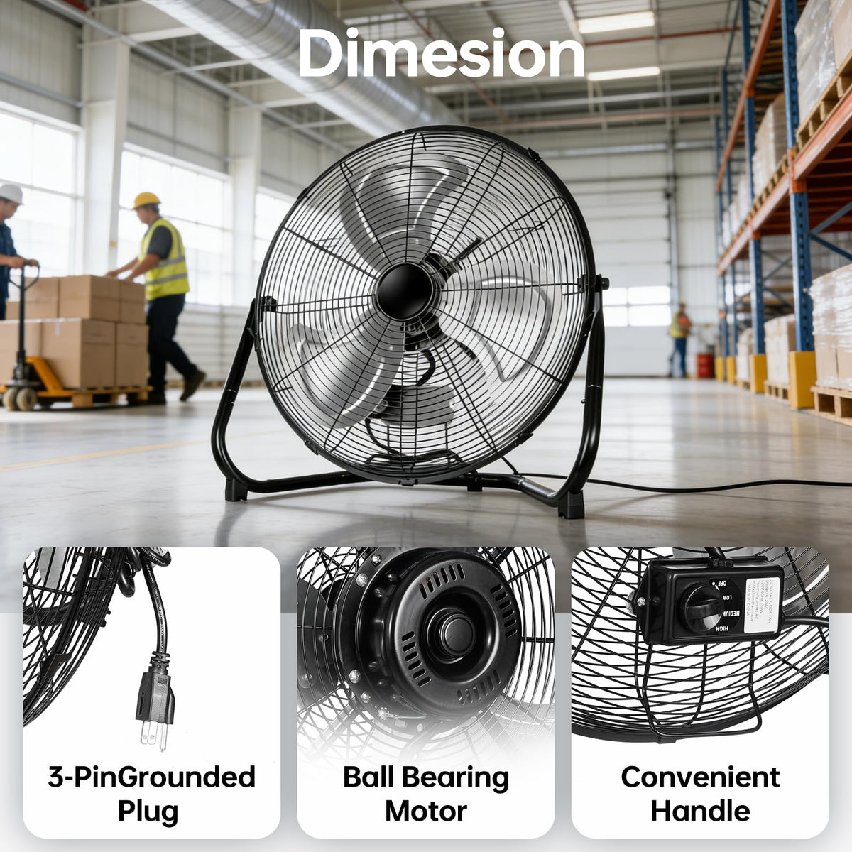 20 Inch Heavy Duty High Velocity Metal Floor Fan K734