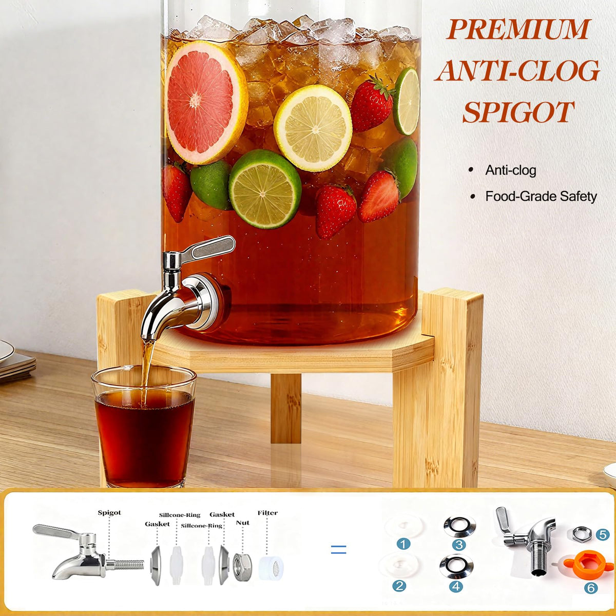 2.1 Gallon Glass Drink Dispenser with Stand J853928