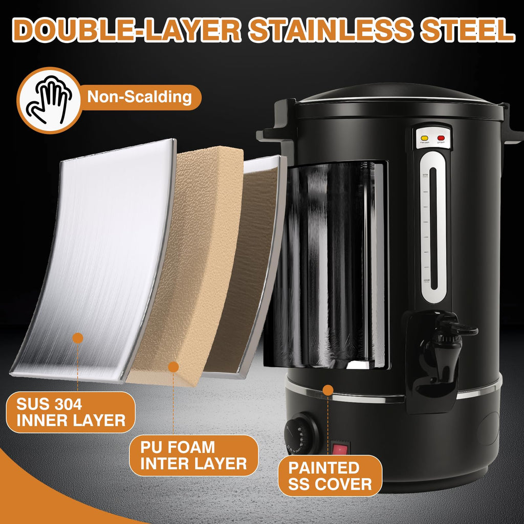 110 Cups Black Stainless Steel Commercial Coffee Urn L6850