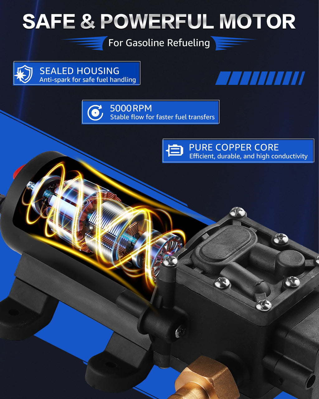 12V Gasoline Transfer Pump Set 3.4 GPM M1147