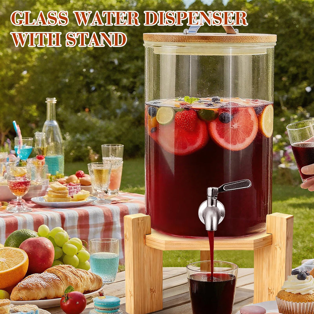 2.1 Gallon Glass Drink Dispenser with Stand J853928