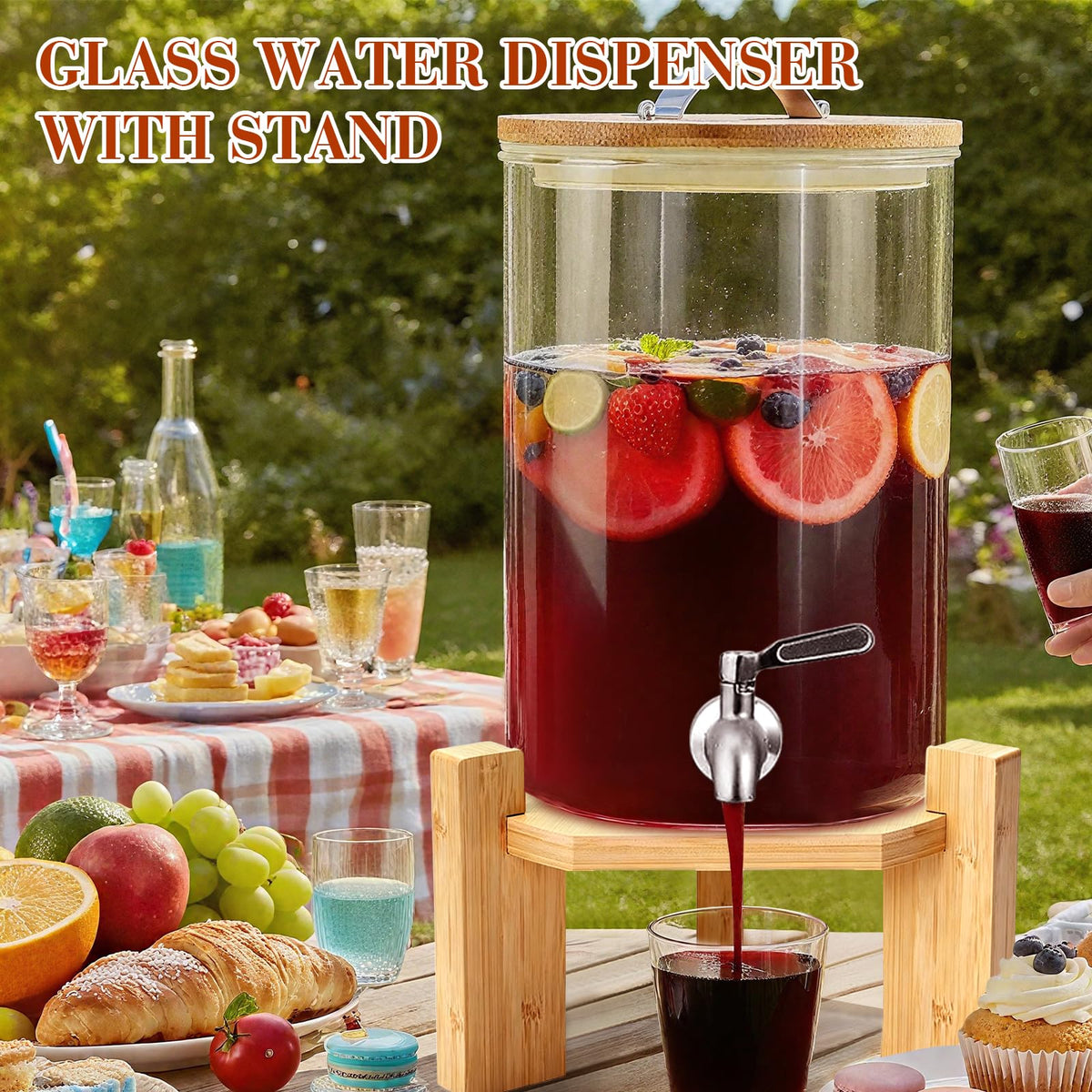 2.1 Gallon Glass Drink Dispenser with Stand J853928