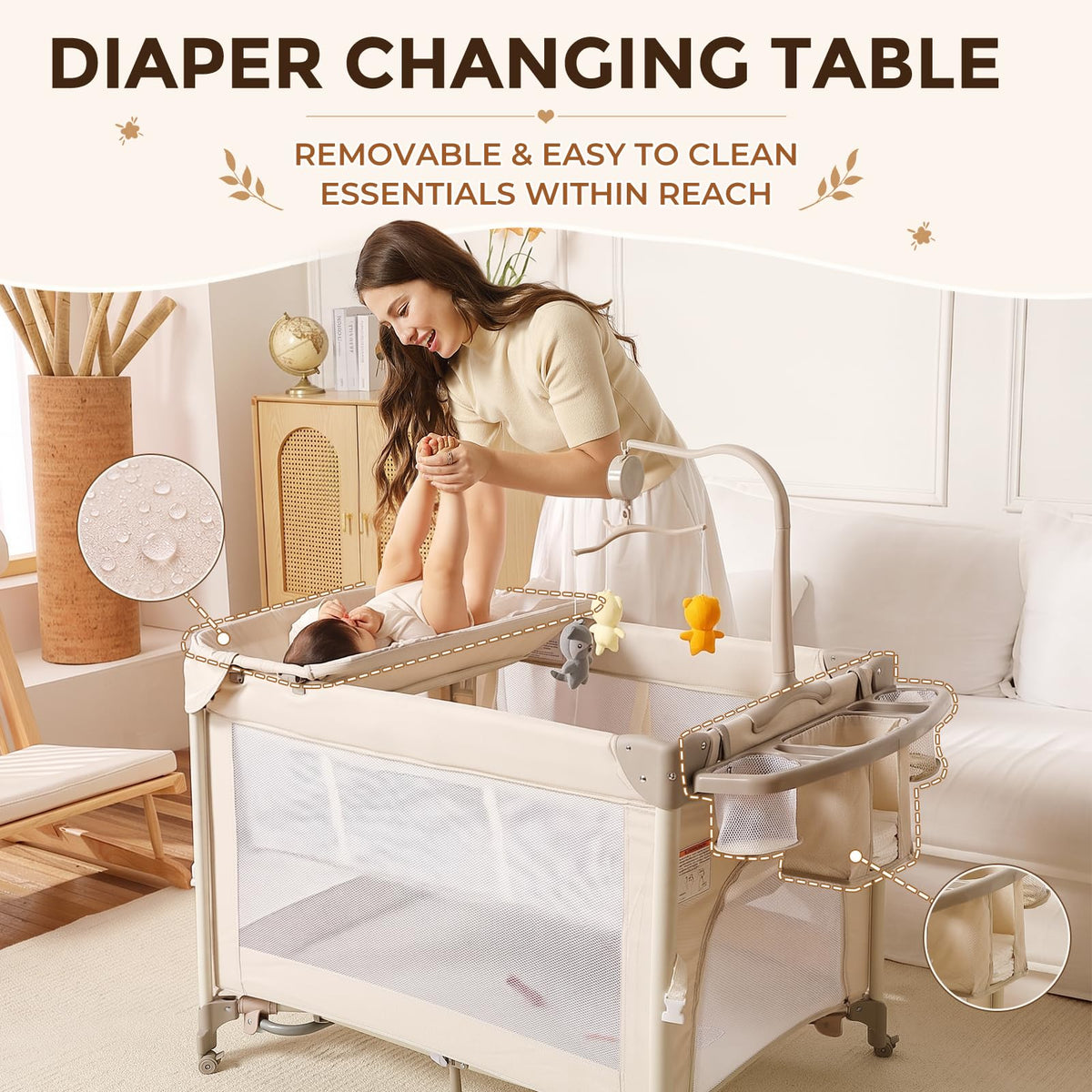 4-in-1 Bassinet Changing Table Portable Crib A582658