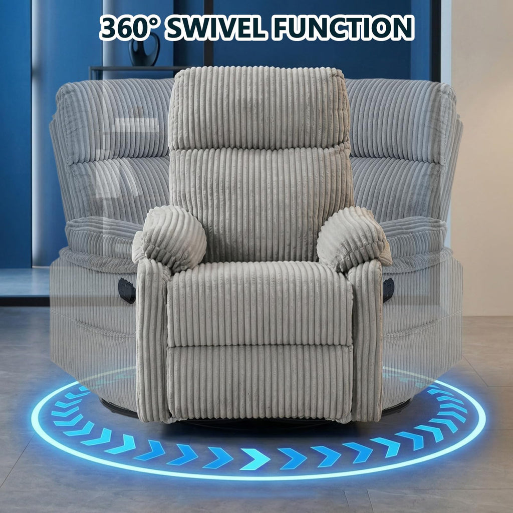 360° Swivel Rocking Corduroy Recliner D714091