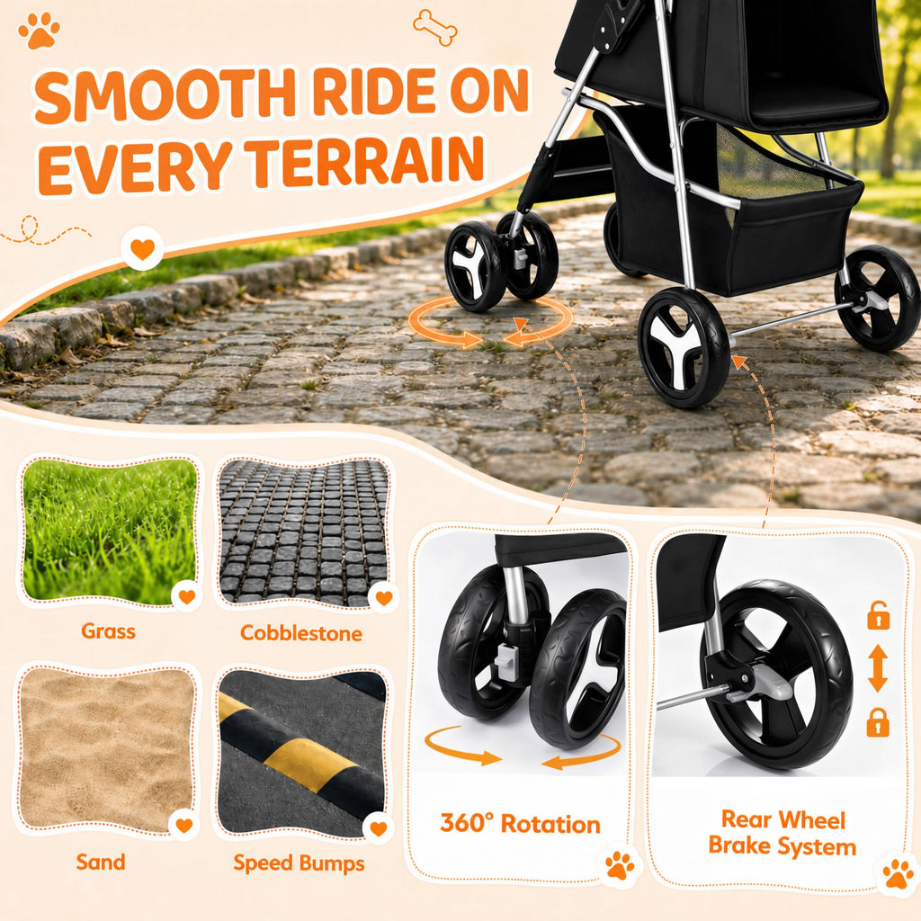 Foldable Pet Stroller with 4 Wheels J492159