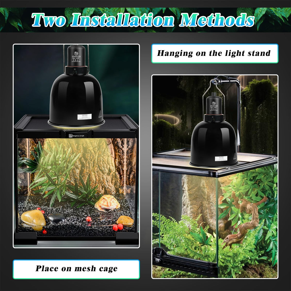 5.5 Inch Deep Dome Reptile Light Fixture with Dimming Thermostat J73307