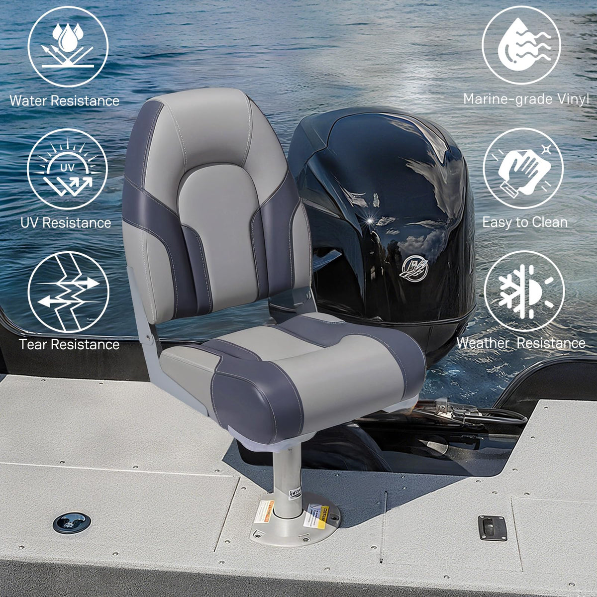 2 Pack High Back Folding Boat Seats L32900
