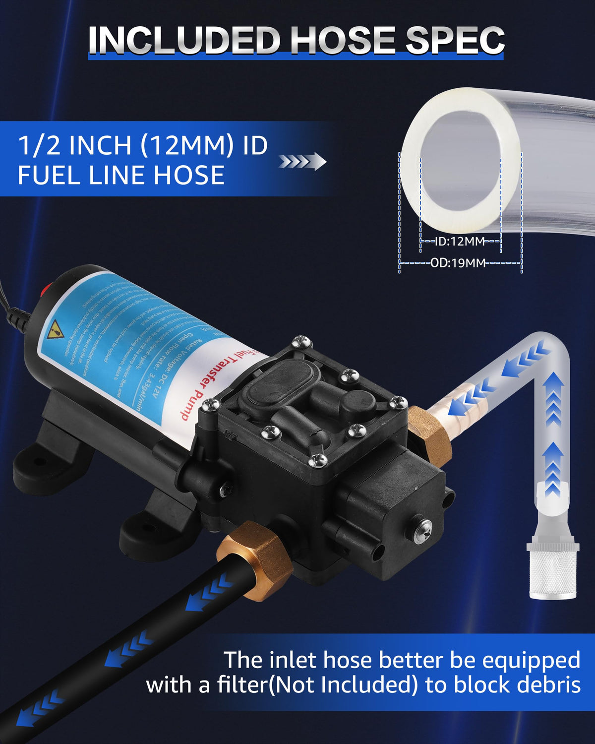 12V Gasoline Transfer Pump Set 3.4 GPM M1147