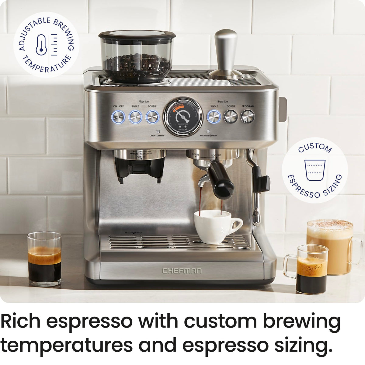 15 Bar Espresso Machine with Milk Frother and Coffee Grinder X864