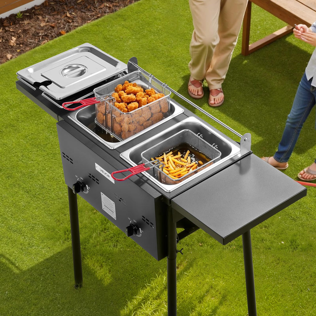 16 Qt Stainless Steel Double Burner Propane Fryer Z246